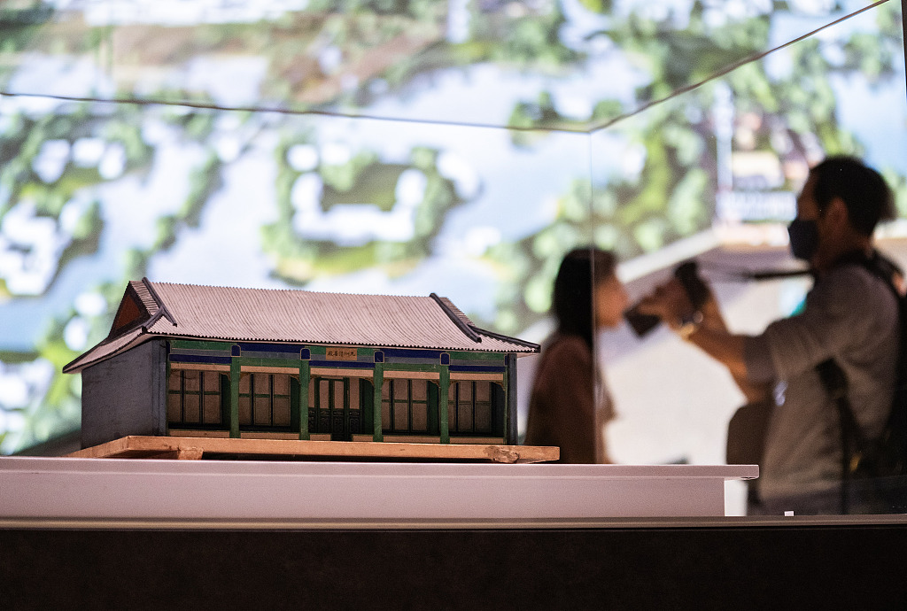 An architectural model is displayed during an Old Summer Palace themed exhibition at the Hong Kong Palace Museum on March 19, 2024. /CFP