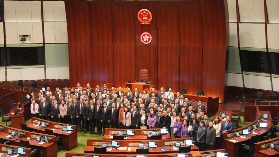 The Legislative Council of the Hong Kong Special Administrative Region (HKSAR) passes the safeguarding national security bill in a unanimous vote during the third reading in Hong Kong, south China, March 19, 2024. /Xinhua