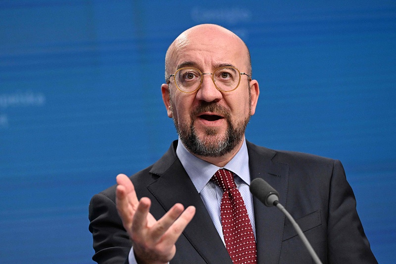 European Council President Charles Michel gestures as he speaks during a European Council meeting at the European headquarters in Brussels, February 1, 2024. /CFP