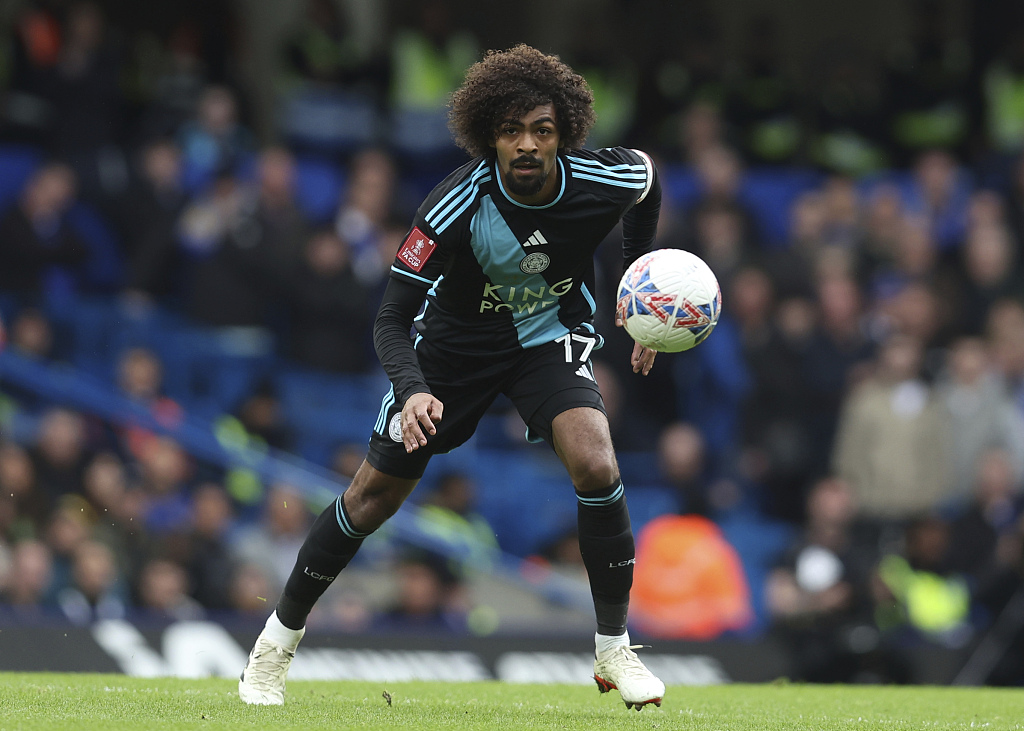 Hamza Choudhury of Leicester City during the FA Cup match at Stamford Bridge in London, England, March 17, 2024. /CFP