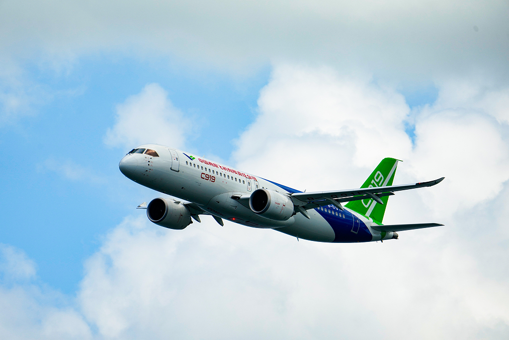 The Singapore Airshow kicks off at Changi Convention and Exhibition Center and the Comac C919 makes its debut at the Singapore Airshow on February 20, 2024./CFP