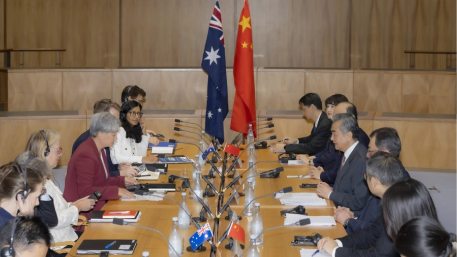 Chinese Foreign Minister Wang Yi, also a member of the Political Bureau of the Communist Party of China Central Committee, holds the seventh China-Australia Foreign and Strategic Dialogue with his Australian counterpart Penny Wong, in Canberra, Australia, March 20, 2024. /Xinhua
