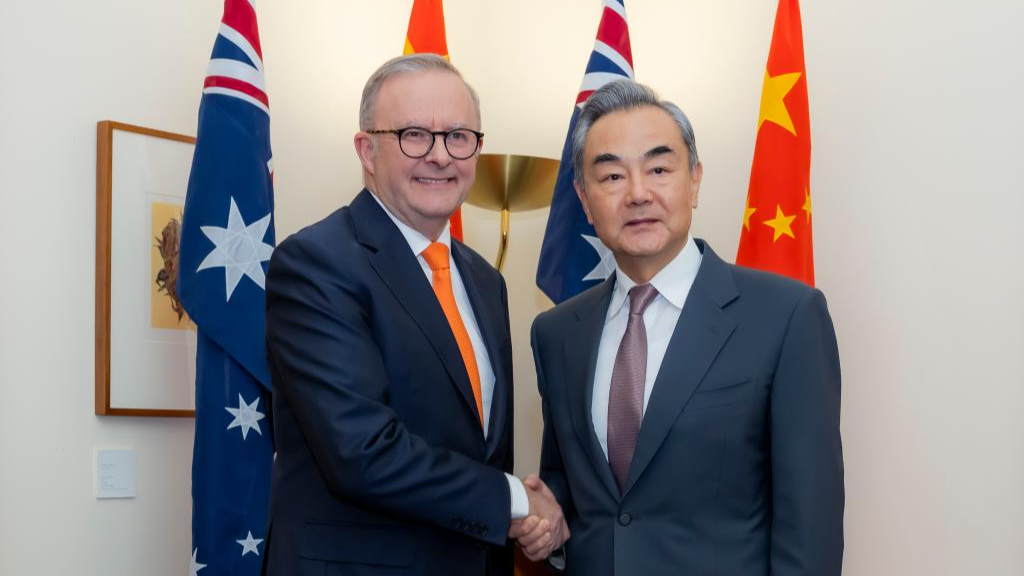 Australian Prime Minister Anthony Albanese meets with visiting Chinese Foreign Minister Wang Yi, who is also a member of the Political Bureau of the Communist Party of China Central Committee, in Canberra, Australia, March 20, 2024. /Xinhua