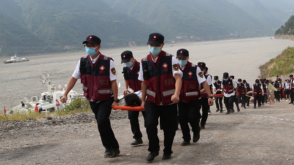 A comprehensive health emergency response exercise for natural disasters conducted in southwest China's Chongqing Municipality, September 28, 2021. /CFP