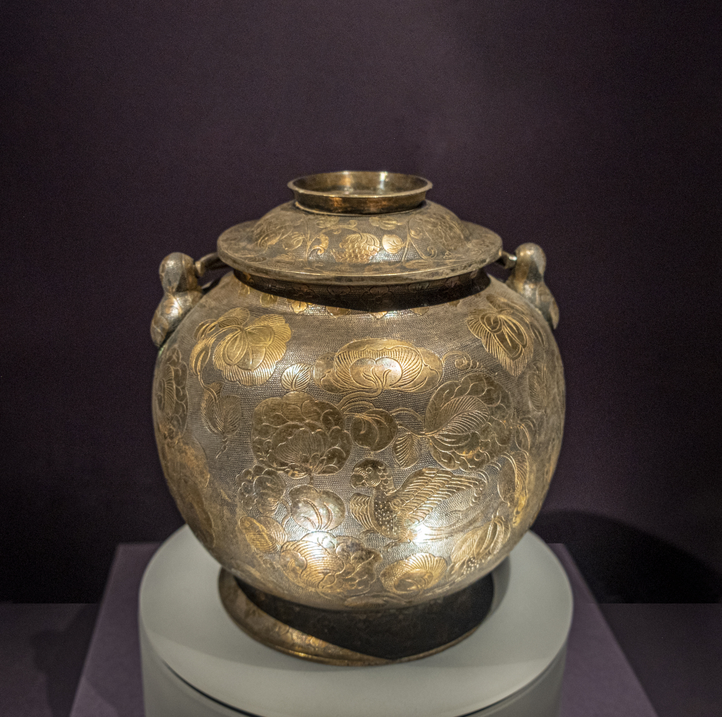 A wide collection of treasures discovered at Hejia village in Xi'an, Shaanxi Province, is on display at the Shaanxi History Museum, March 22, 2024. /CFP