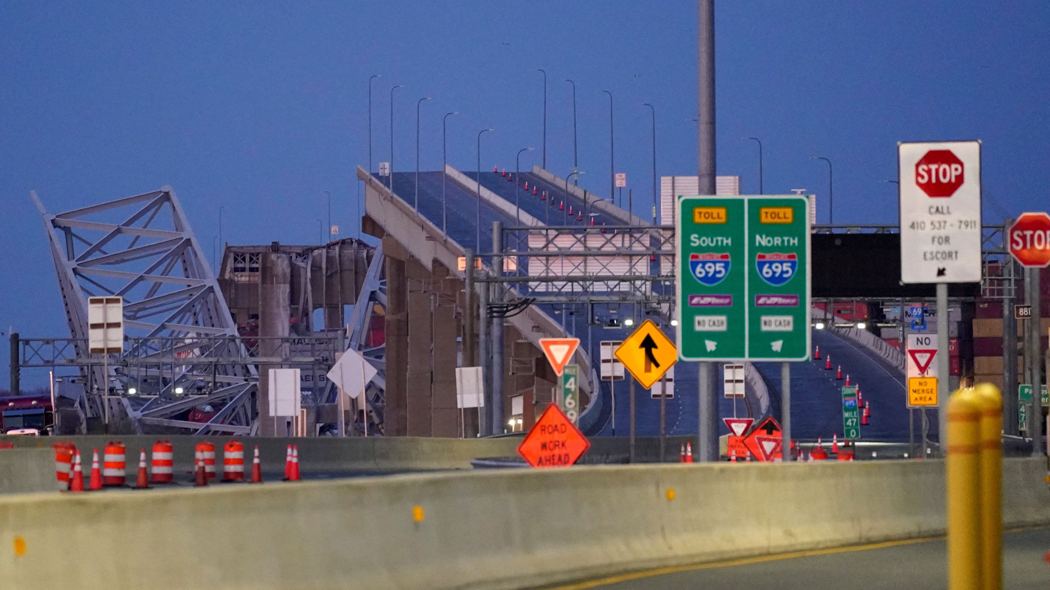 Francis Scott Key Bridge, as seen from the Baltimore side, following its collapse in Baltimore, Maryland, U.S., March 26, 2024. /Reuters