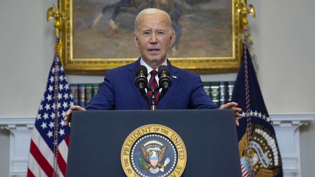 U.S. President Joe Biden delivers remarks on the Francis Scott Key Bridge collapse in the Roosevelt Room of the White House in Washington D.C., U.S., March 26, 2024. /CFP