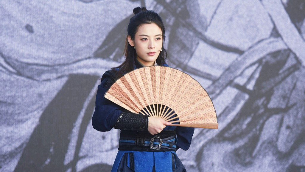 A file photo shows Yueju Opera actress Chen Lijun performing a fragment of 