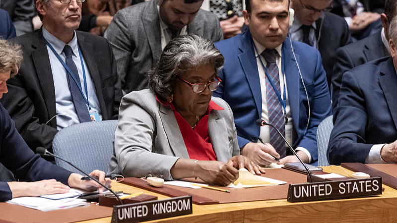 Ambassador Linda Thomas-Greenfield of the U.S. speaks during a Security Council meeting and voting on a resolution on the Israel-Gaza conflict at UN Headquarters in New York, March 25, 2024. /CFP