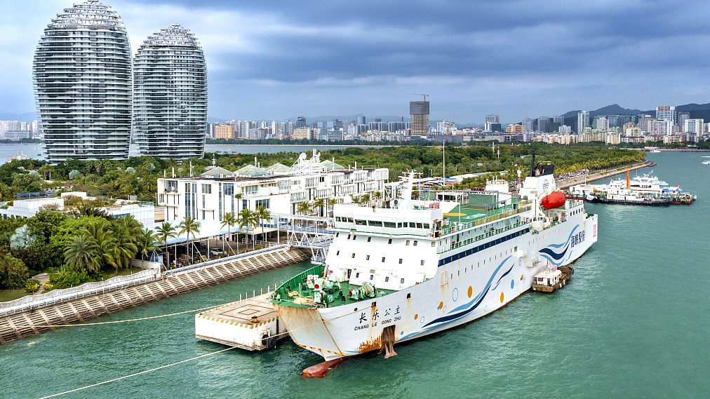 The cruise ship Changle Gongzhu, or Changle Princess, is seen at Sanya Phoenix International Cruise Port, south China's Hainan Province, December 8, 2023. /CFP