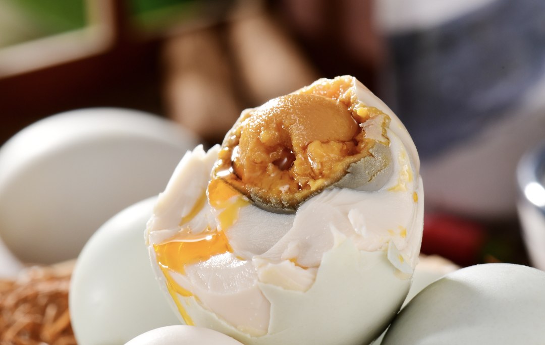 The salted duck eggs made in Yanfeng Town of Haikou, south China's Hainan Province, are known for their delightful softness and exquisite flavor. /Photo provided to CGTN