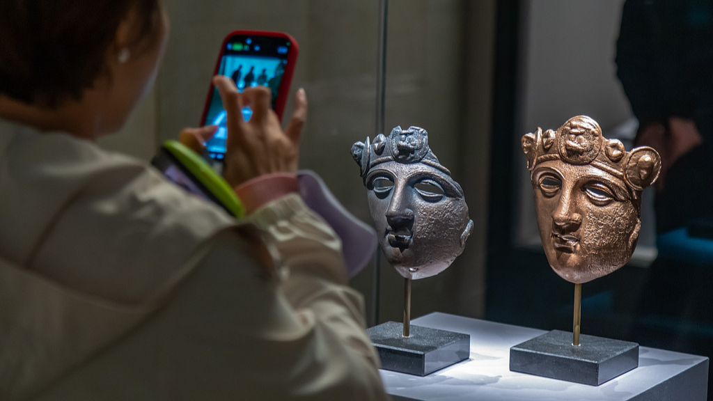 A photo taken on March 28, 2024 shows the replicas of masks on display at the Henan Museum in Zhengzhou. /CFP
