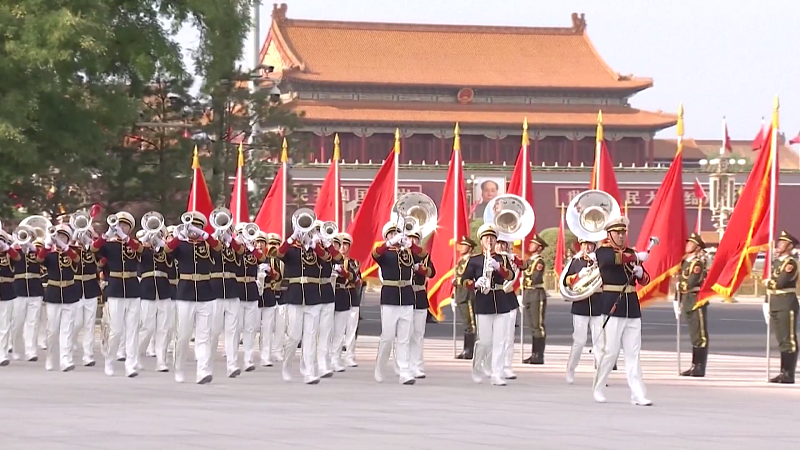 A ceremony was held on the square outside the east gate of the Great Hall of the People in Beijing to welcome Beninese President Patrice Athanase Guillaume Talon's visit to China, September 1, 2023. /CFP
