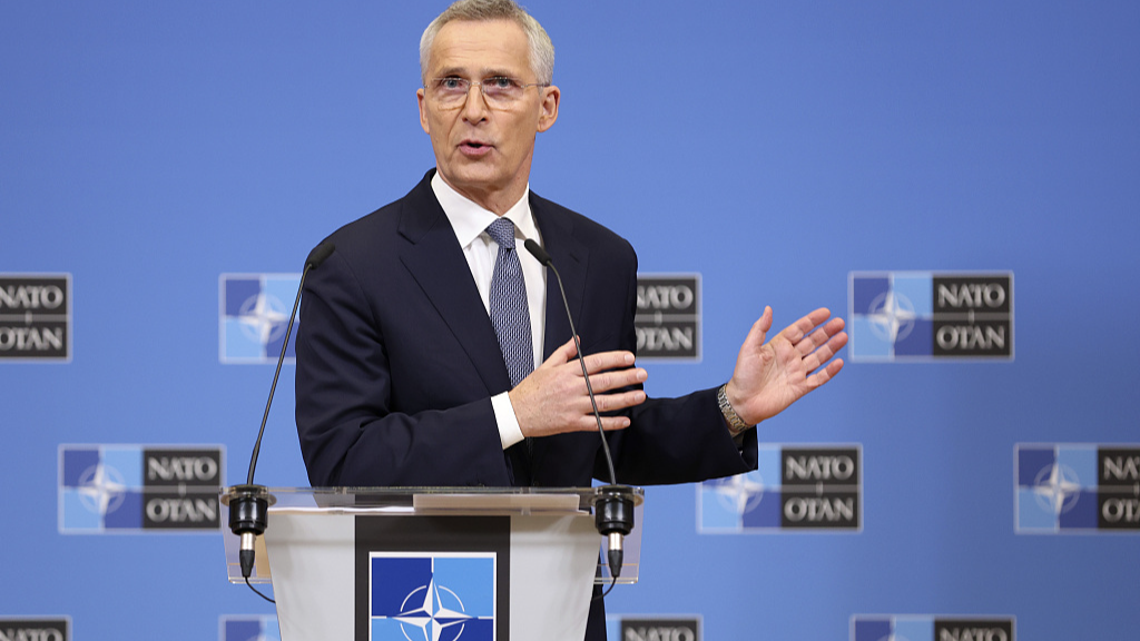 NATO Secretary General Jens Stoltenberg speaks during a media conference at NATO headquarters in Brussels, April 3, 2023. /CFP