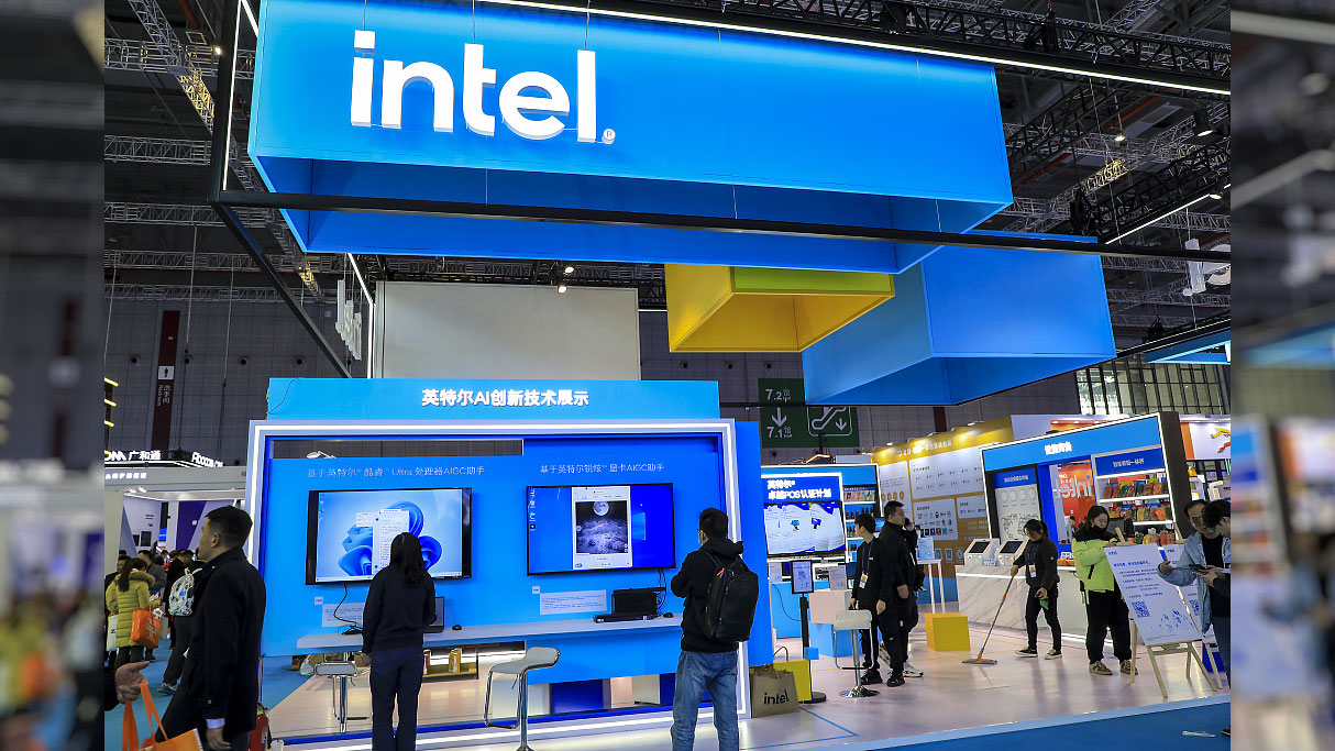 Intel's booth is seen at an expo in Shanghai, China, March 13, 2024. /CFP