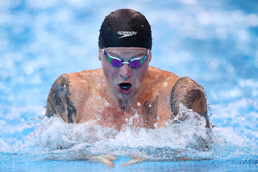 Adam Peaty during the men's 100m breaststroke final at the British Swimming Championships in London, England, April 2, 2024. /CFP