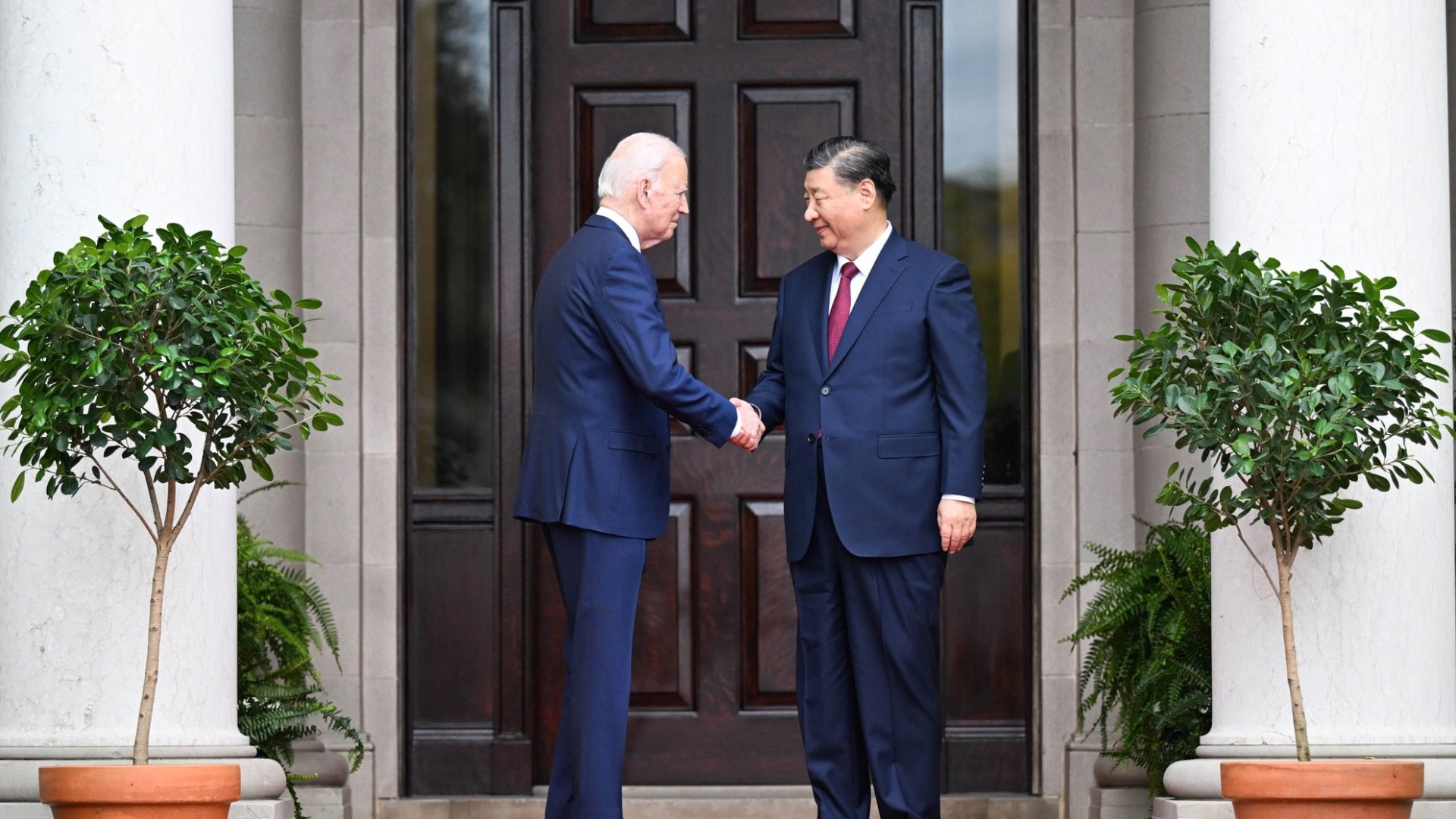 An image posted on X shows Chinese President Xi Jinping shaking hands with U.S. President Joe Biden upon meeting in San Francisco, U.S., November 15, 2023. /@SpokespersonCHN