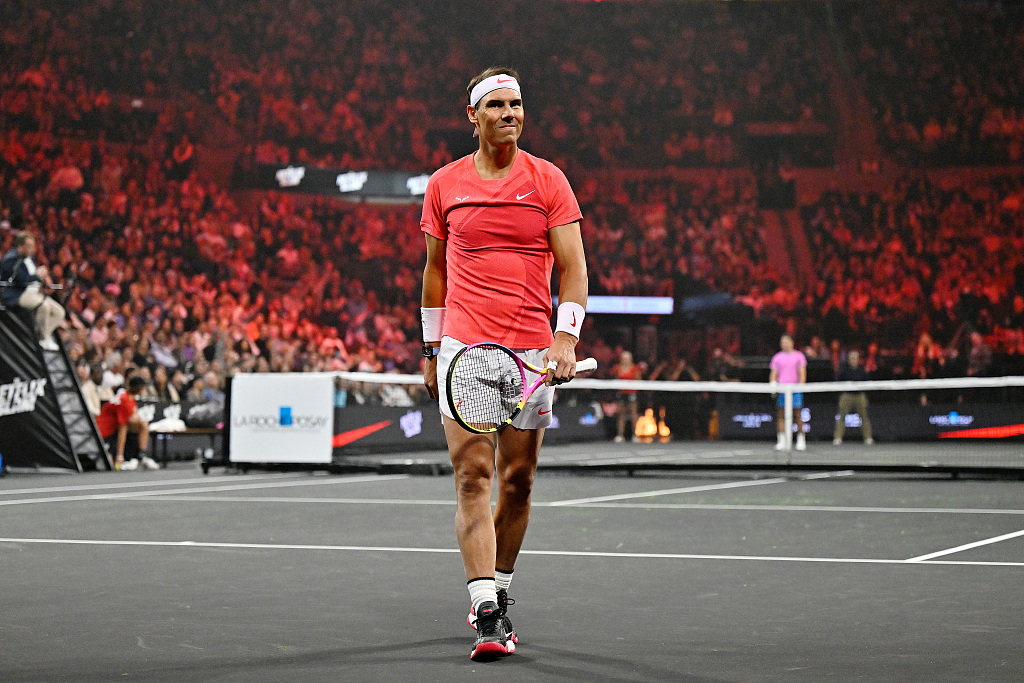 Rafael Nadal competes in an exhibition match at the Michelob Ultra Arena in Las Vegas, Nevada, U.S., March 3, 2024. /CFP