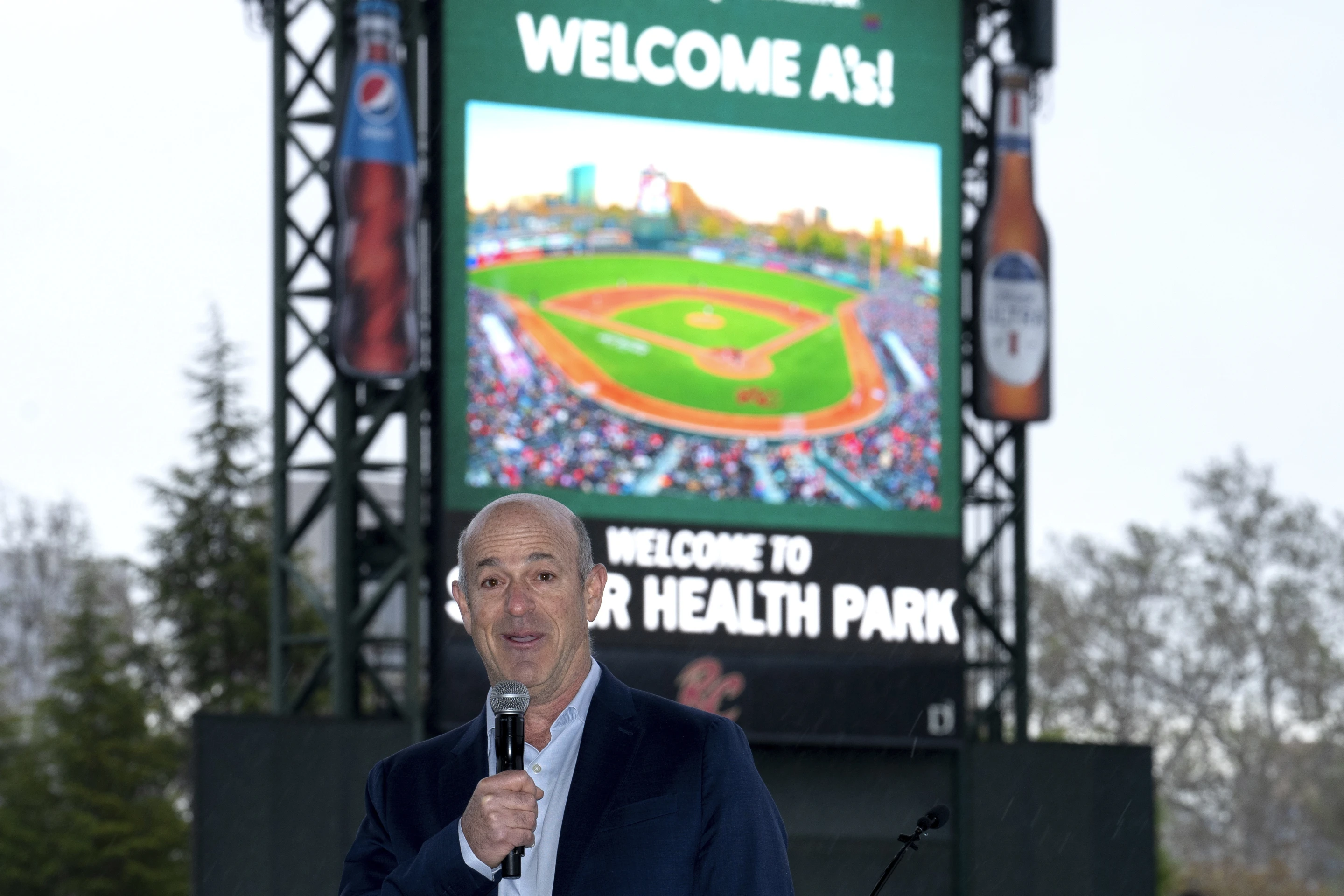 John Fisher, owner of the Athletics, speaks at a press conference Sutter Health Park in Sacramento, California, April 4, 2024. /AP