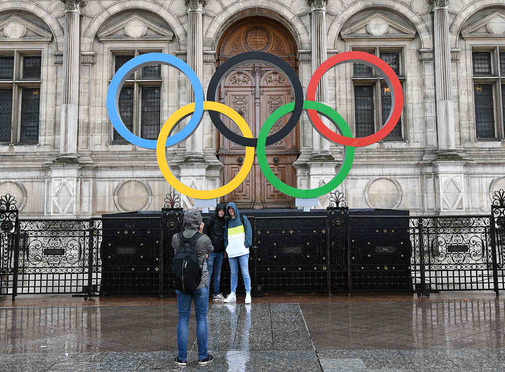 Olympic logo in Paris, France. /CFP