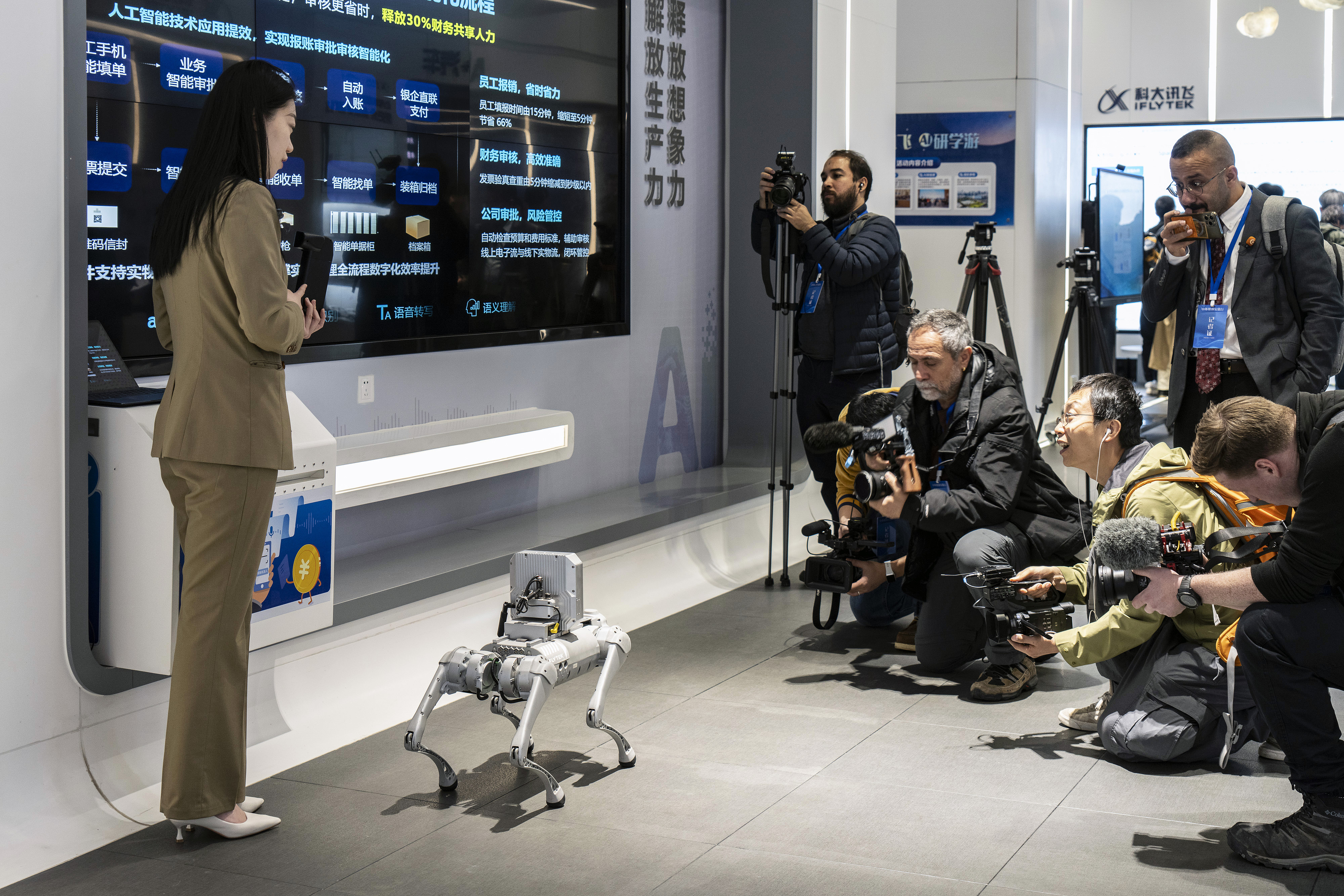 Chinese firm iFlytek publicly demonstrated its generative artificial intelligence platform at its headquarters in Hefei, east China's Anhui Province, March 28, 2024. /CFP