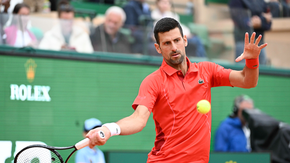 Novak Djokovic in action during the Monte Carlo Masters second round in Monte Carlo, Monaco, April 9, 2024. /CFP