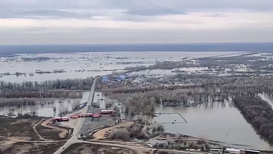 Flooded area in the Orenburg region, southeast of the southern tip of the Ural Mountains, April 9, 2024. /CFP