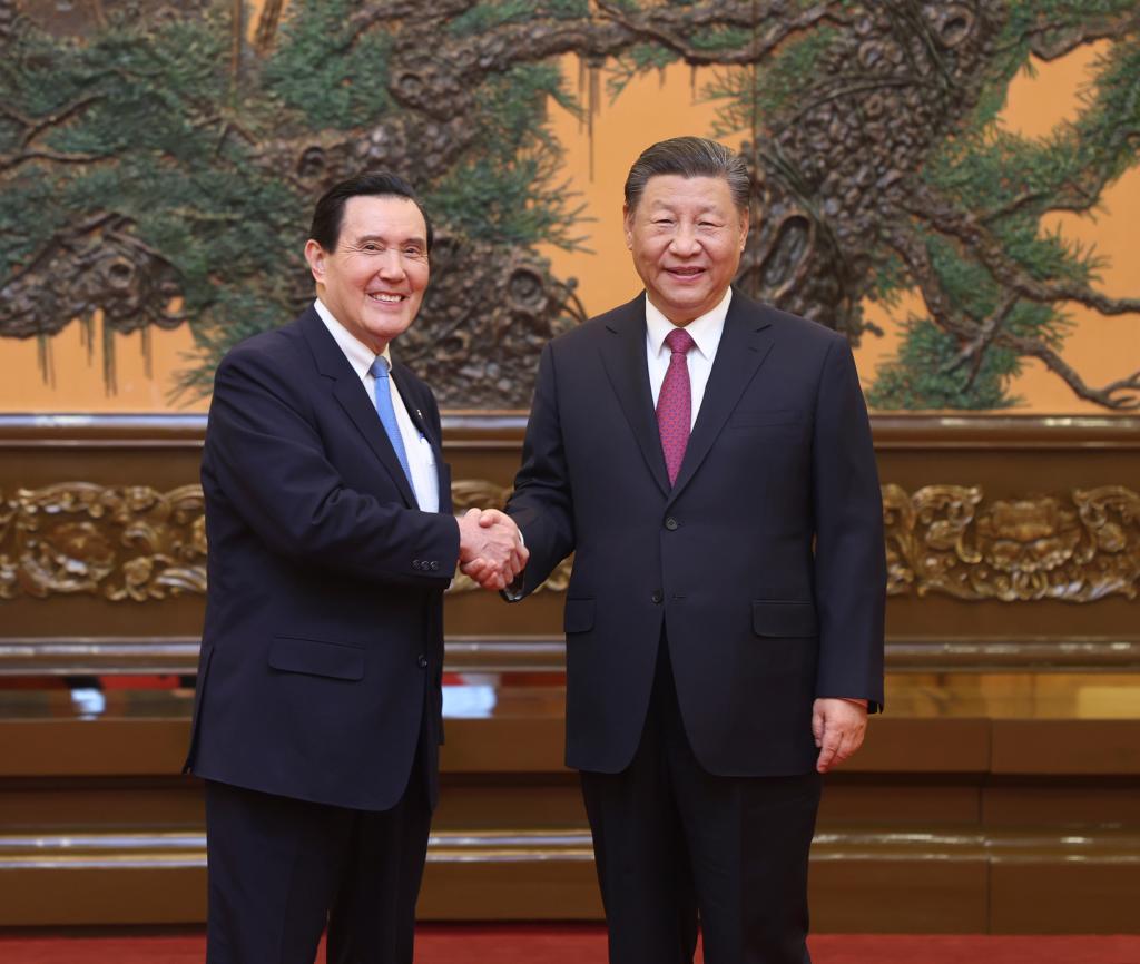 Xi Jinping, general secretary of the Communist Party of China Central Committee, meets with Ma Ying-jeou in Beijing, China, April 10, 2024. /Xinhua