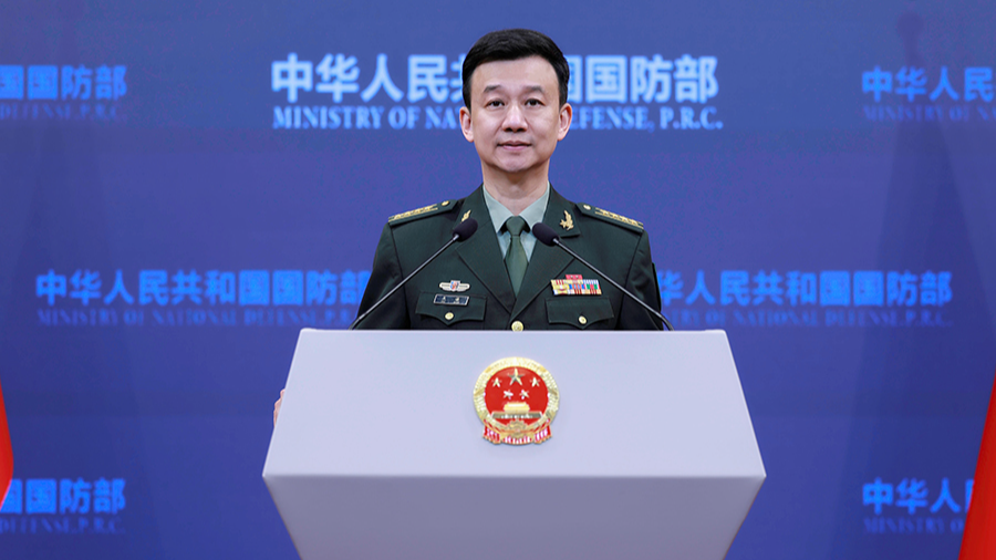 Wu Qian, spokesperson for the Ministry of National Defense, speaks at a regular press conference in Beijing, China, April 12, 2024. /Website of Chinese Ministry of National Defense