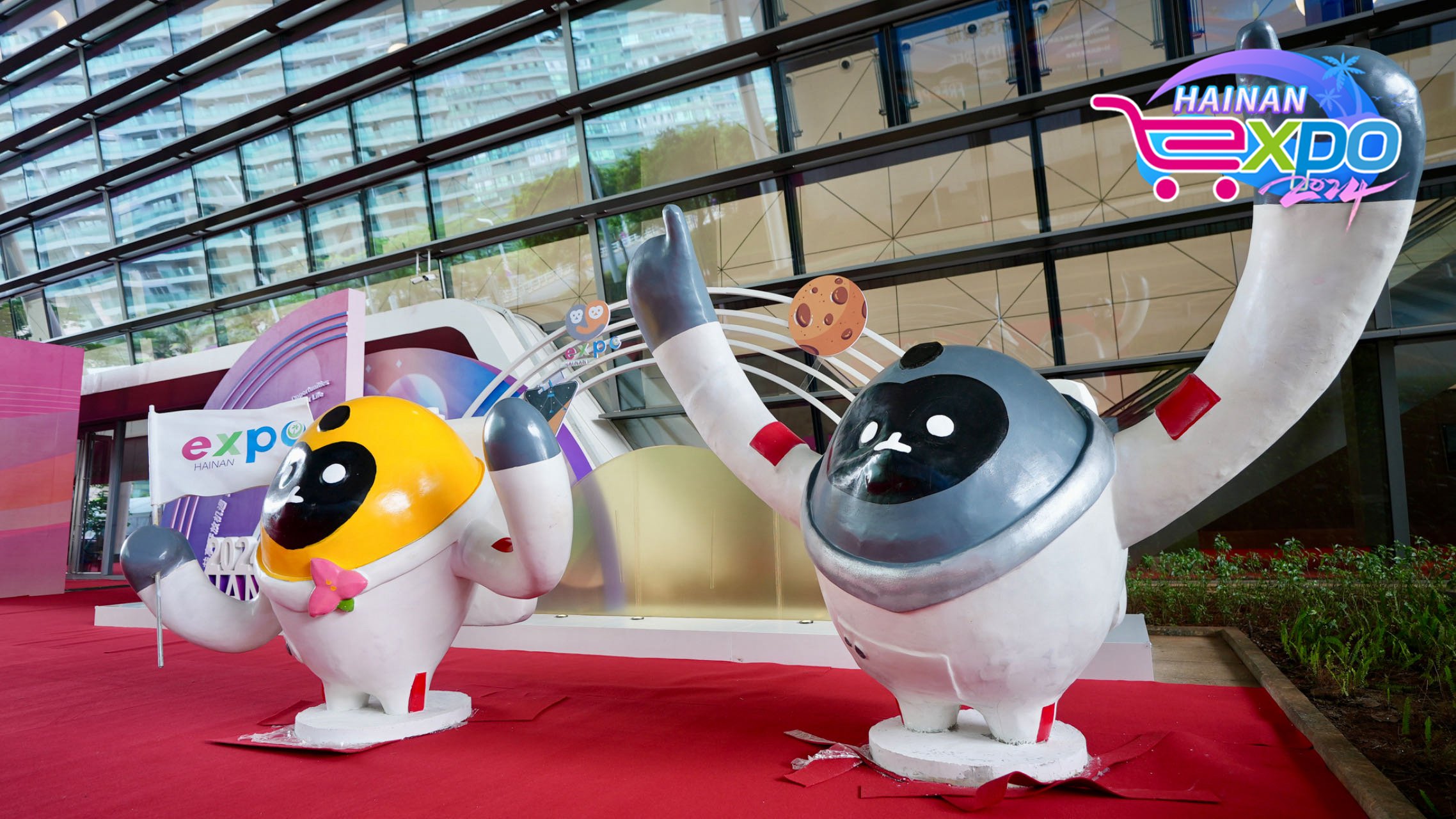 Mascots of the fourth China International Consumer Products Expo, Haikou City, south China's Hainan Province, April 12, 2024. Zhao Yuxiang/CGTN