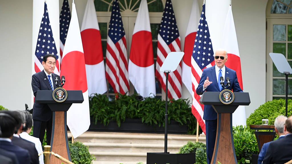 Japanese Prime Minister Fumio Kishida and U.S. President Joe Biden hold a press conference in Washington, D.C., April 10, 2024. /CFP