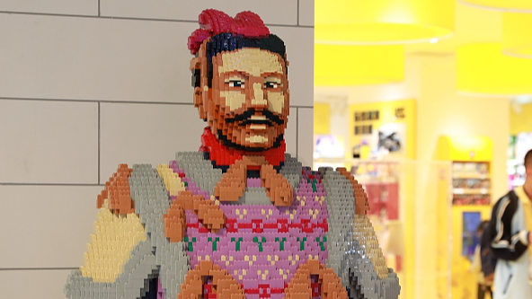 Lego bricks replica of Terracotta Warrior on display in Xi'an