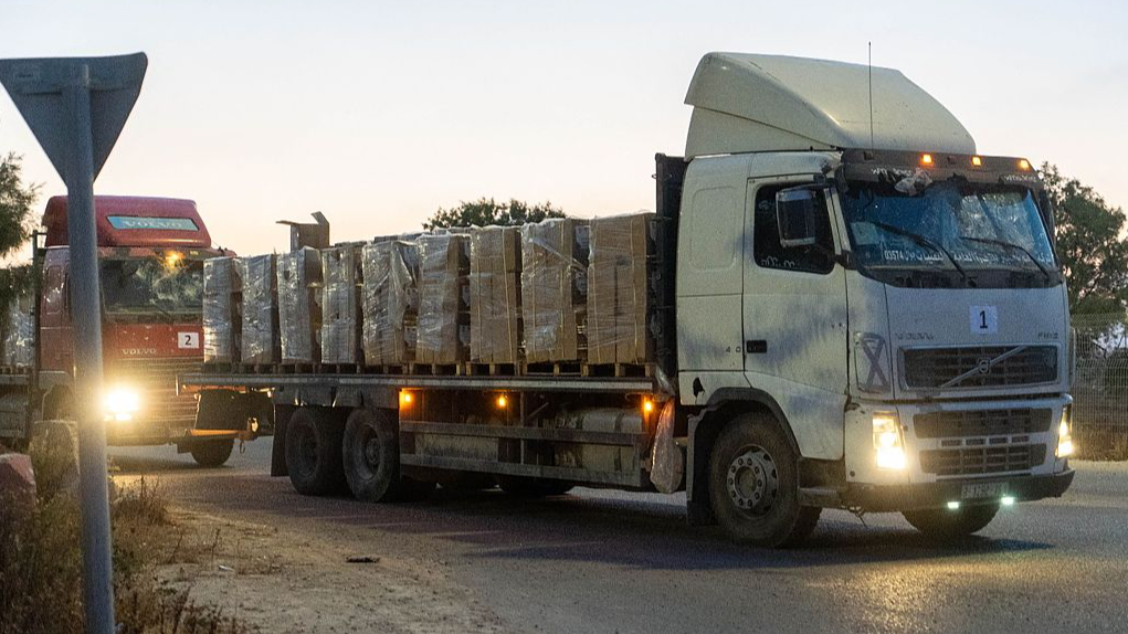 Trucks carrying humanitarian aid prepare to enter the Gaza Strip, April 12, 2024. /CFP