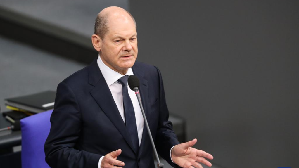 German Chancellor Olaf Scholz attends a question session of the Bundestag in Berlin, capital of Germany, April 6, 2022. /Xinhua