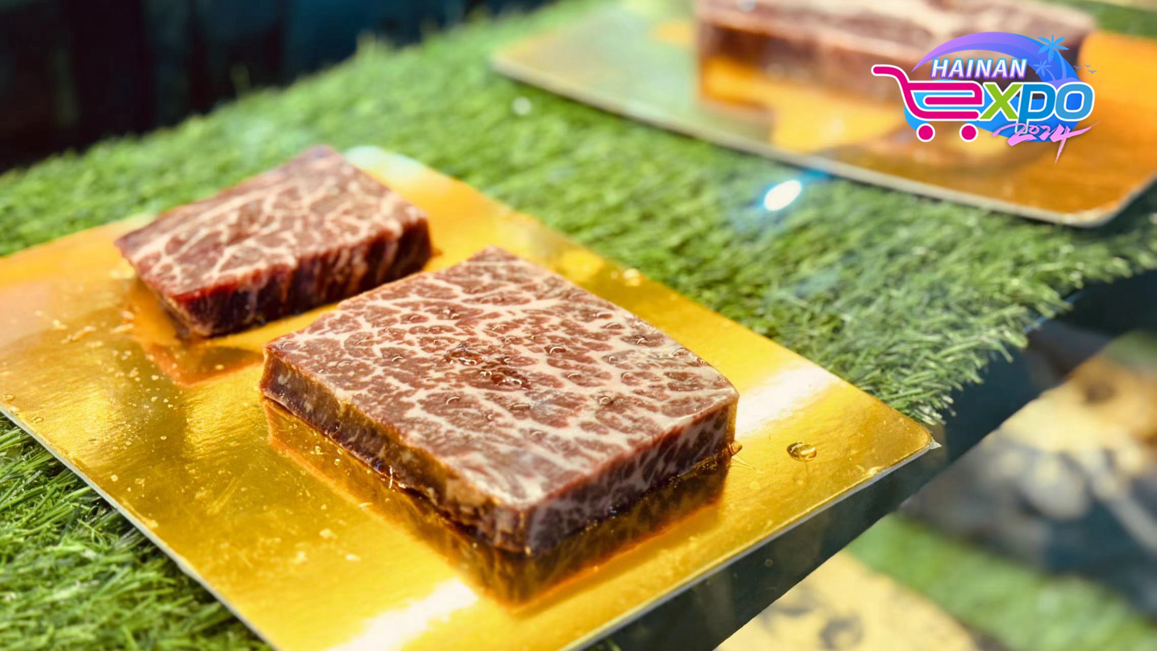 Beef steaks are seen at the fourth China International Consumer Products Expo, Haikou City, south China's Hainan Province, April 15, 2024. Guo Meiping/CGTN