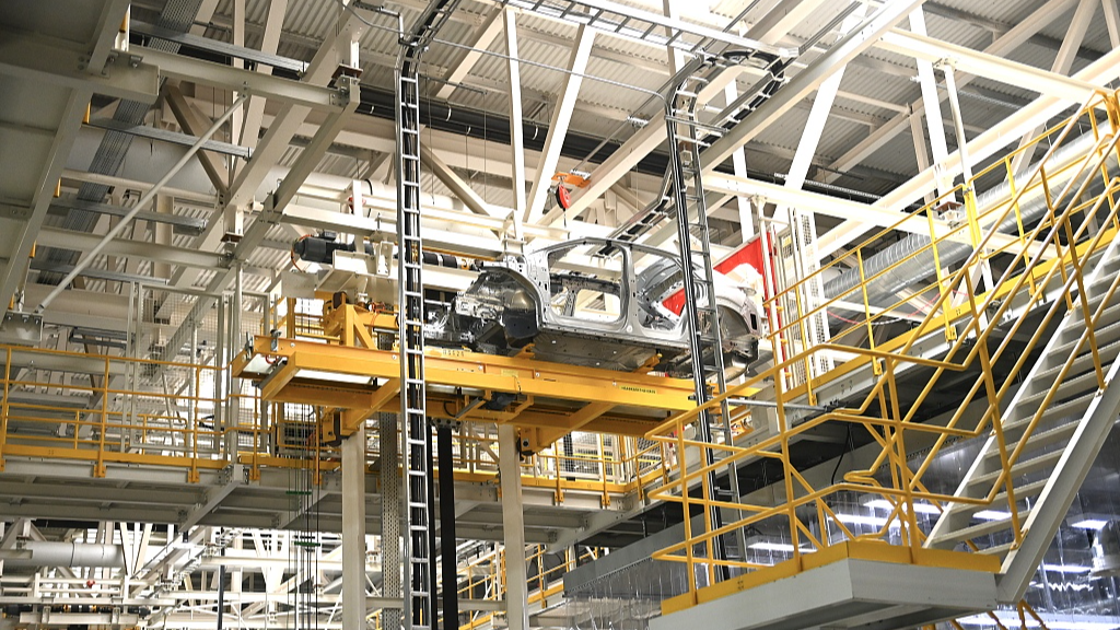 A view of a workshop of the Volkswagen Anhui MEB (Modular Electric Drive Matrix) plant in Hefei, east China's Anhui Province, March 28, 2024. /CFP