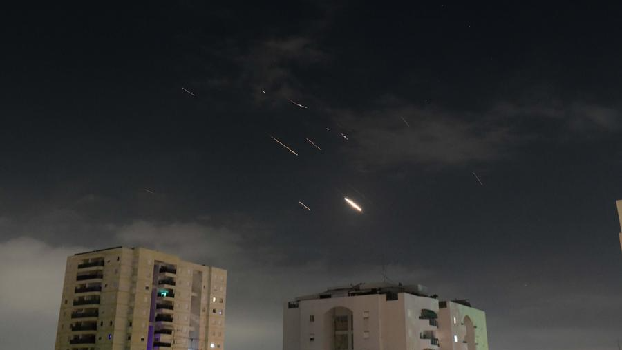 Israeli air defense system launches to intercept missiles in Tel Aviv, Israel, April 14, 2024. /Xinhua