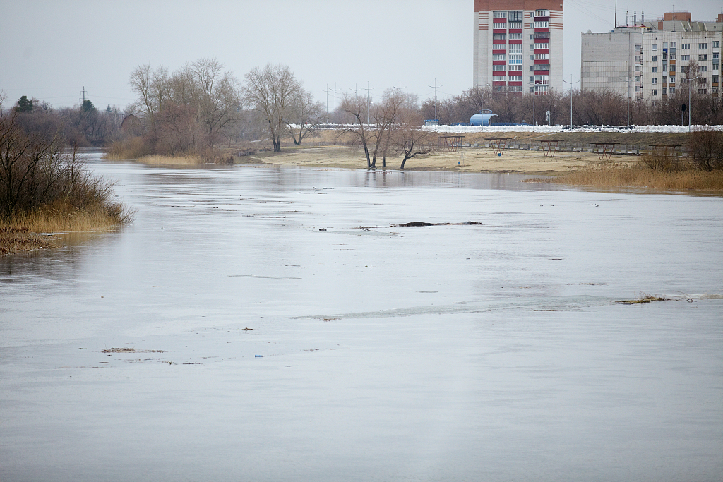 A flooded area in Kurgan City, Kurgan region, Russia, April 14, 2024. /CFP