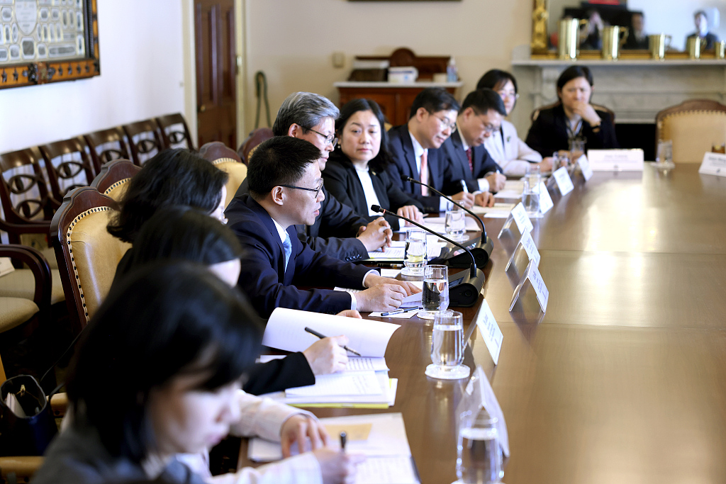 The Chinese delegation is seen during a meeting with U.S. Treasury Secretary Janet Yellen in Washington, D.C., April 16, 2024. /CFP