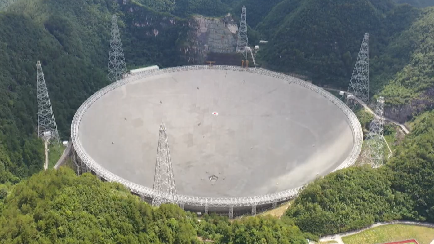The Five-hundred-meter Aperture Spherical Radio Telescope is located in southwest China's Guizhou Province. /China Media Group