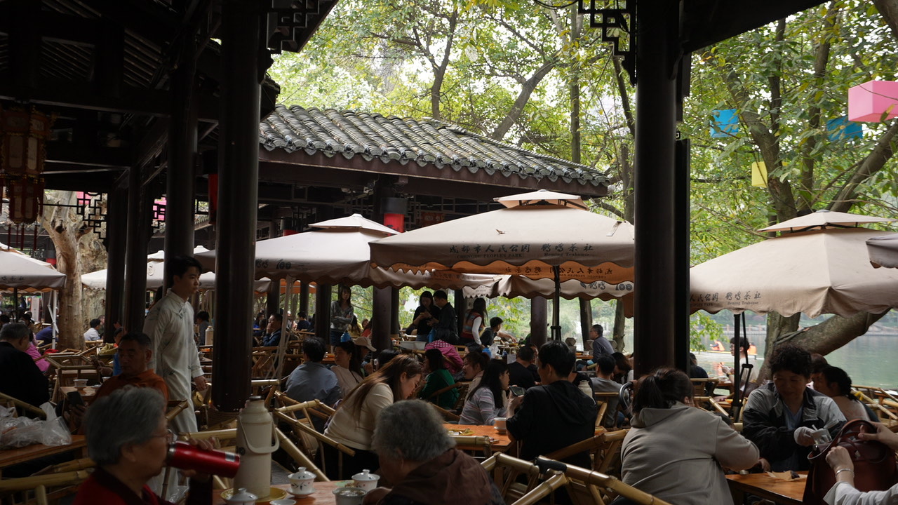 A teahouse in Chengdu buzzes with tea lovers occupying nearly every seat in this photo taken in March 2024. /CGTN