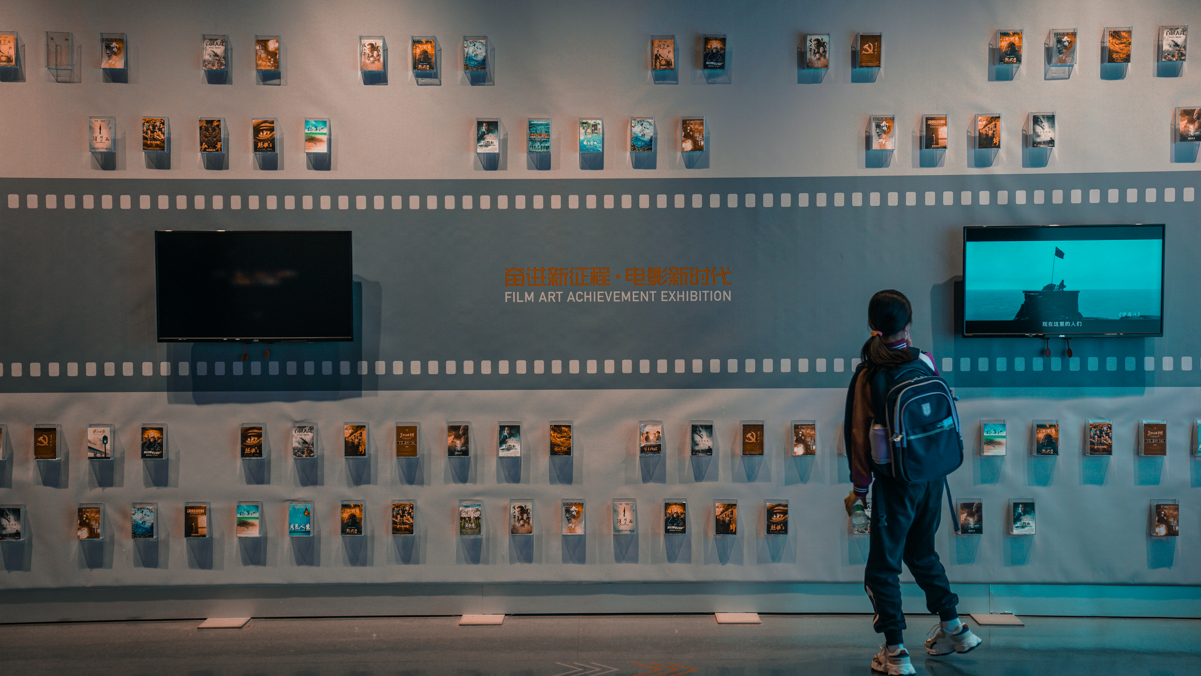 A visitor looks at an exhibition in the China National Film Museum. April 16, 2024 Chen Bo/CGTN 