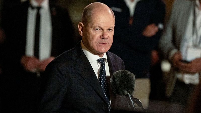 German Chancellor Olaf Scholz listens to a question during a press conference in Beijing, China, April 16, 2024. /CFP
