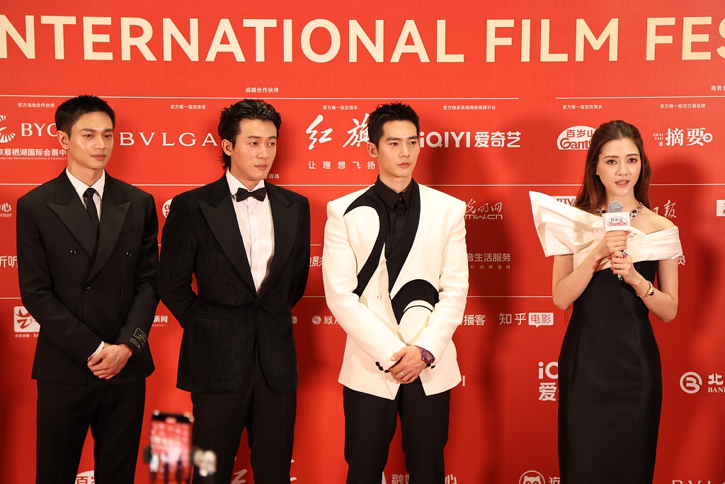 A photo taken on April 18, 2024 shows several cast members of the film 