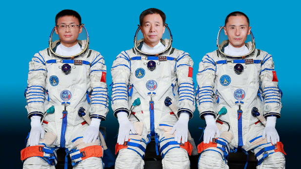 China's Shenzhou-16 crew, Gui Haichao (L), payload expert, Jing Haipeng (C), mission commander, and Zhu Yangzhu, spaceflight engineer. /China Media Group