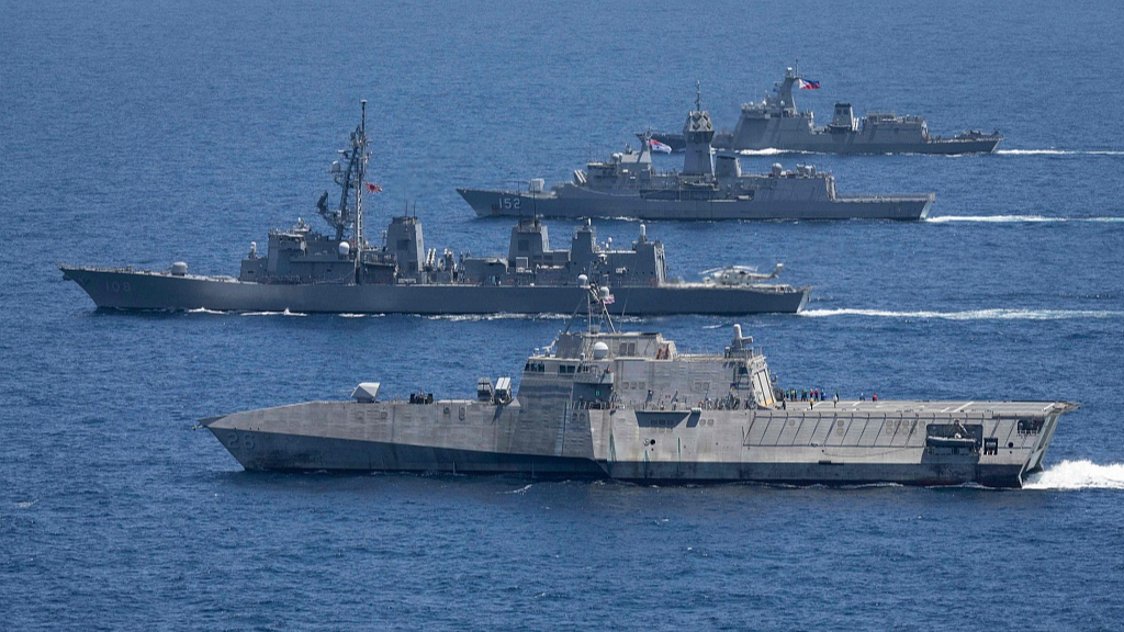 Australia, the U.S., Japan and the Philippines hold joint maritime military exercise off the coast within the Philippines' Exclusive Economic Zone, April 7, 2024. /CFP
