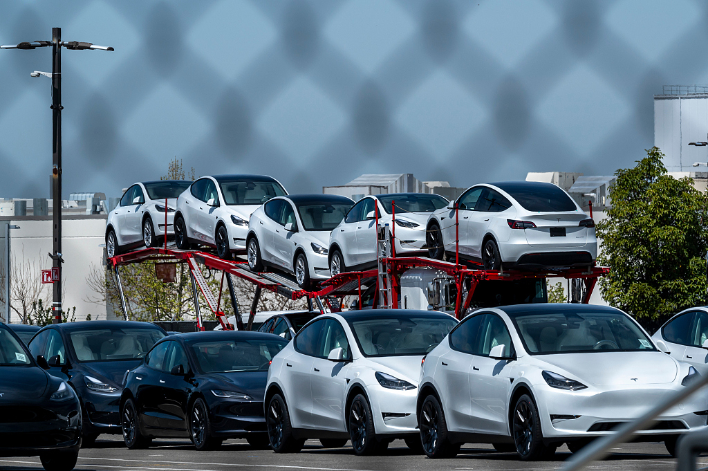 Tesla vehicles at the company's assembly plant in Fremont, California, U.S., April 17, 2024. /CFP
