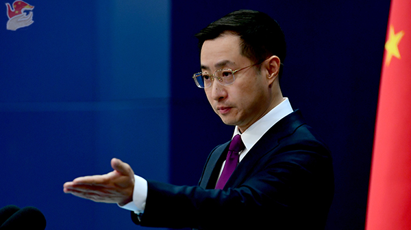 File photo of Chinese Foreign Ministry spokesperson Lin Jian at a regular press briefing. /Chinese Foreign Ministry