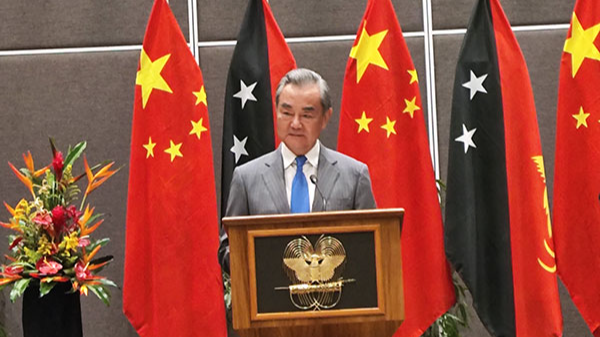 Chinese Foreign Minister Wang Yi, also a member of the Political Bureau of the Communist Party of China Central Committee, speaks at a press conference in Port Moresby, Papua New Guinea, April 20, 2024. /Chinese Foreign Ministry