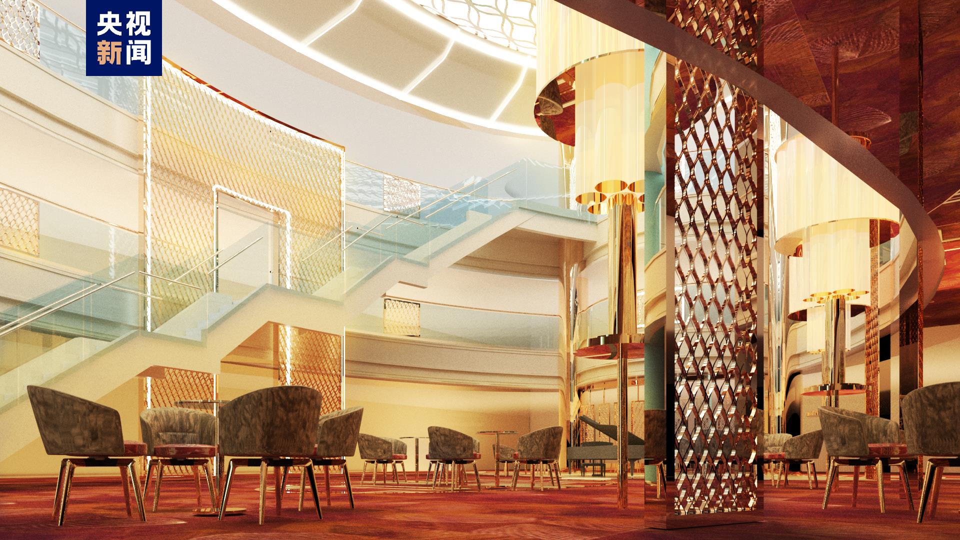 Rendering of the inside of the second domestically-built large cruise ship. /CMG